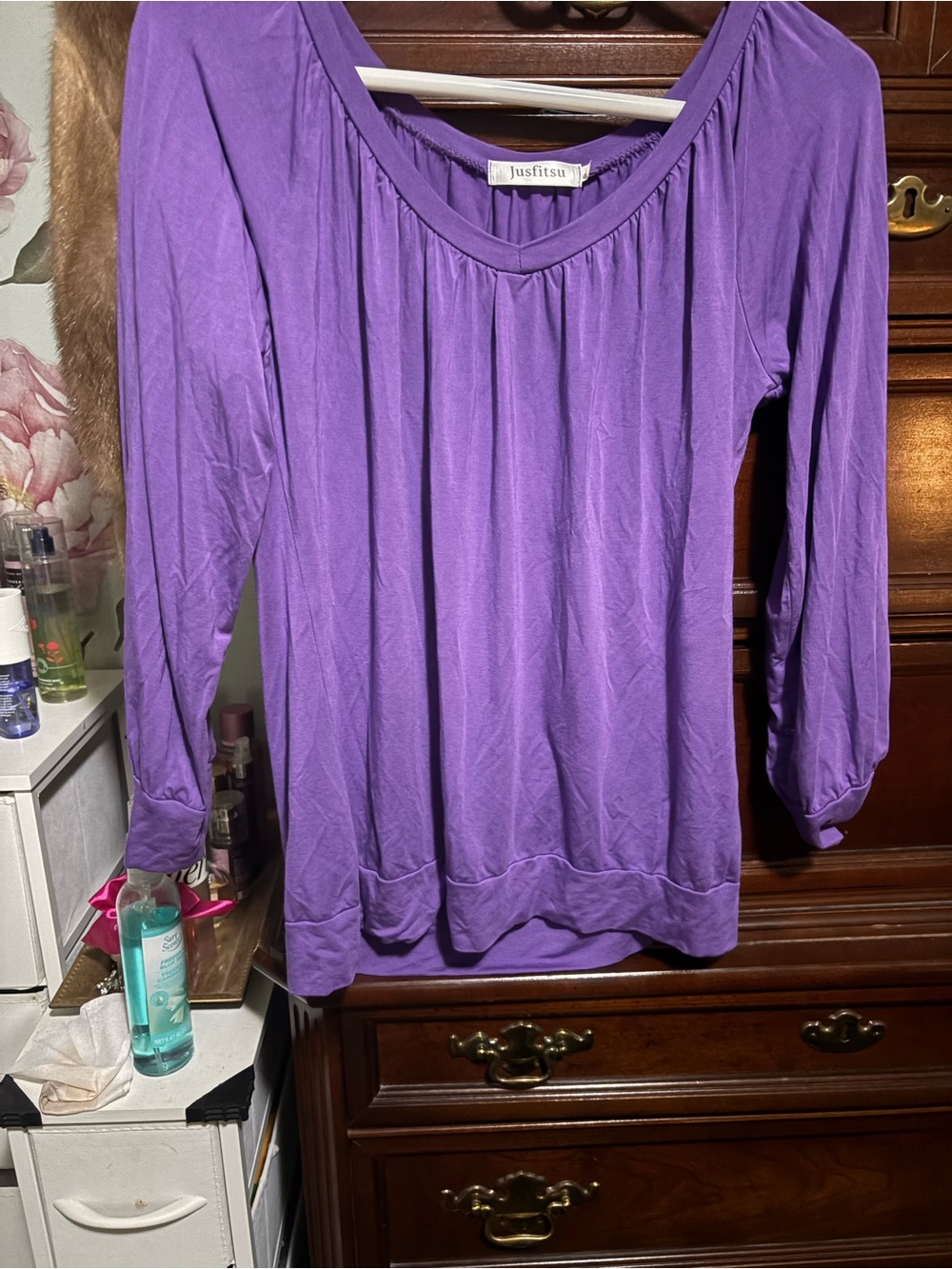 Lavender Scoop-Neck Long Sleeve Top